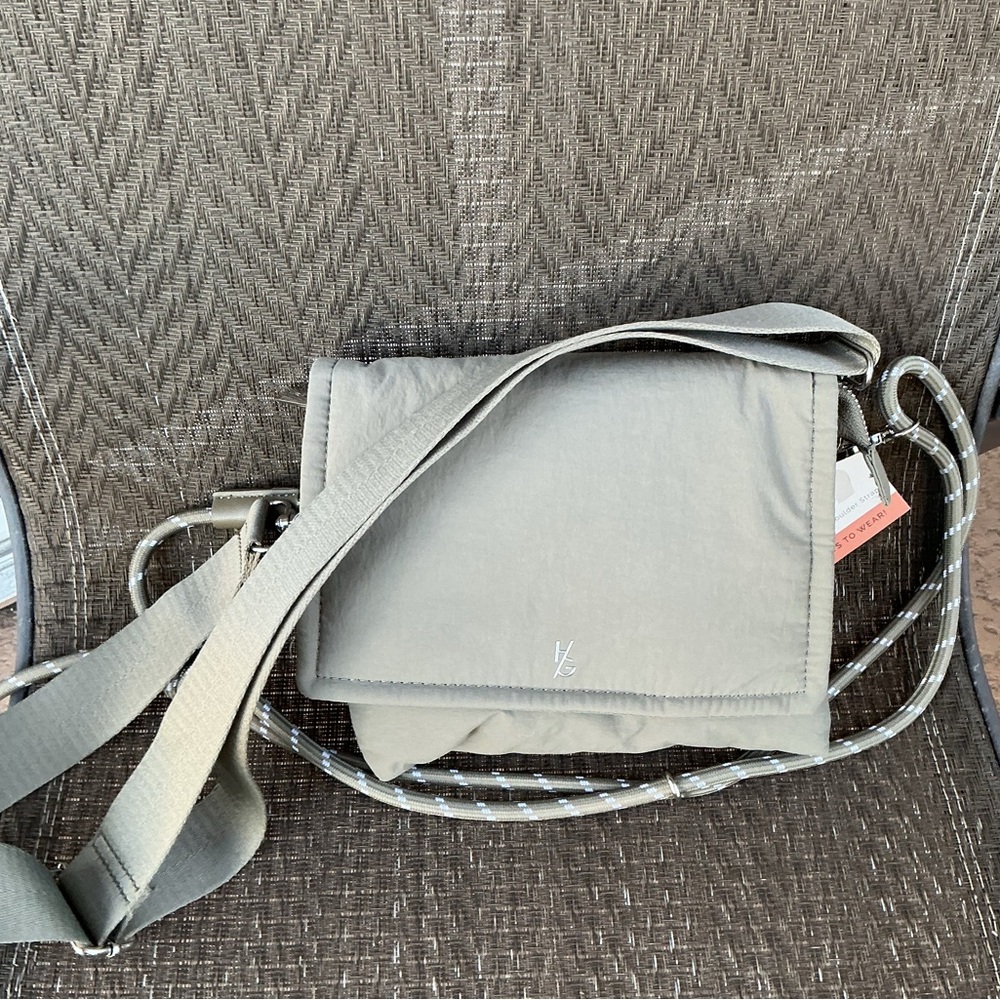 Happily Grey Nylon Olive Green Crossbody Bag